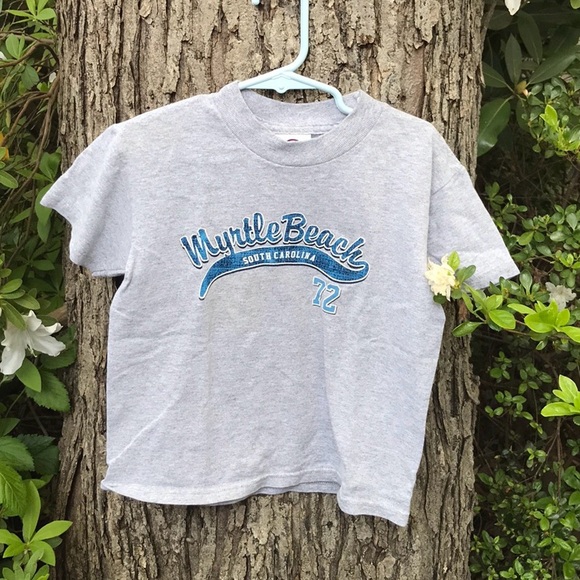 Myrtle Beach South Carolina Short Sleeves Gray Tee Delta Pro Weight Boys S 6/8 - Picture 2 of 10